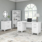 60W Office Desk with Cabinet and 5 Shelf Bookcase