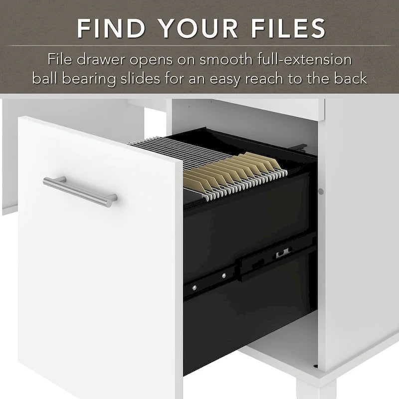 60W Office Desk with Cabinet and 5 Shelf Bookcase
