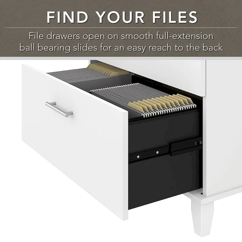 60W Office Desk with Cabinet and 5 Shelf Bookcase
