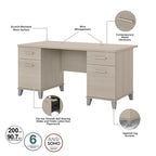 60W Office Desk with Cabinet and 5 Shelf Bookcase