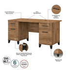 60W Office Desk with Cabinet and 5 Shelf Bookcase