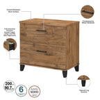 60W Office Desk with Cabinet and 5 Shelf Bookcase