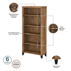 60W Office Desk with Cabinet and 5 Shelf Bookcase