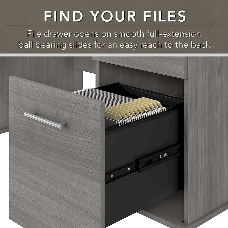 60W Office Desk with Cabinet and 5 Shelf Bookcase