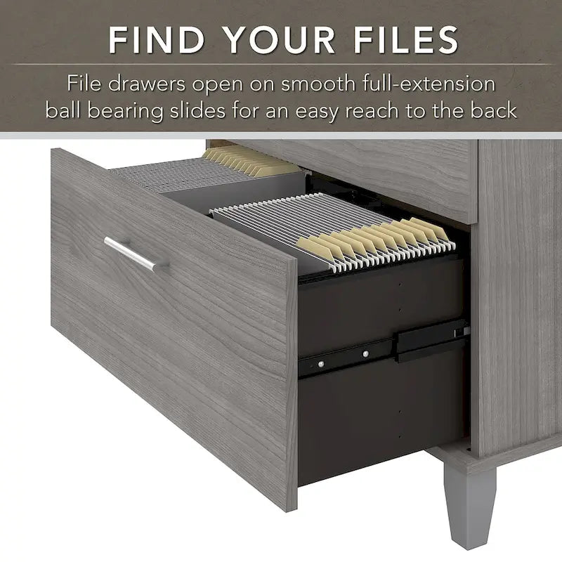 60W Office Desk with Cabinet and 5 Shelf Bookcase