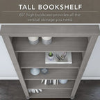60W Office Desk with Cabinet and 5 Shelf Bookcase