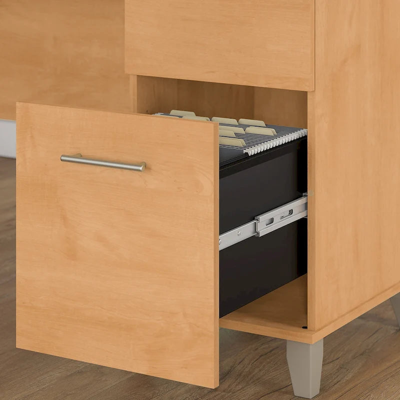 60W Office Desk with Cabinet and 5 Shelf Bookcase