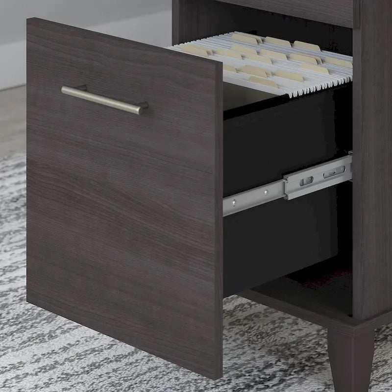60W Office Desk with Cabinet and 5 Shelf Bookcase