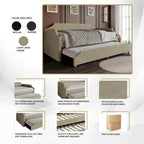 CraftPorch Elegance Linen Upholstered Twin Size Daybed with Trundle