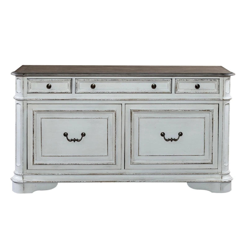 Antique White Weathered Bark Credenza