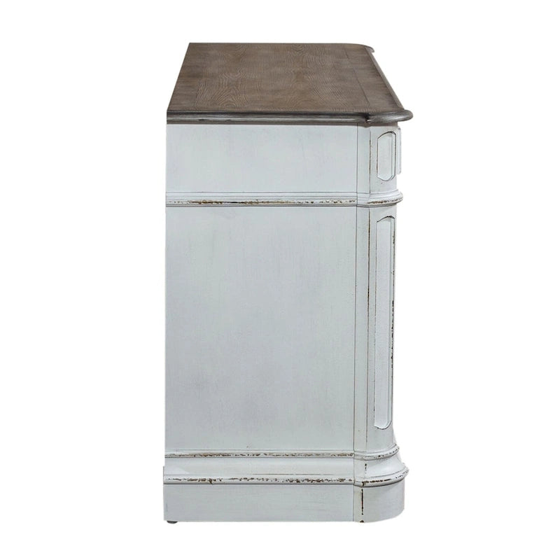 Antique White Weathered Bark Credenza