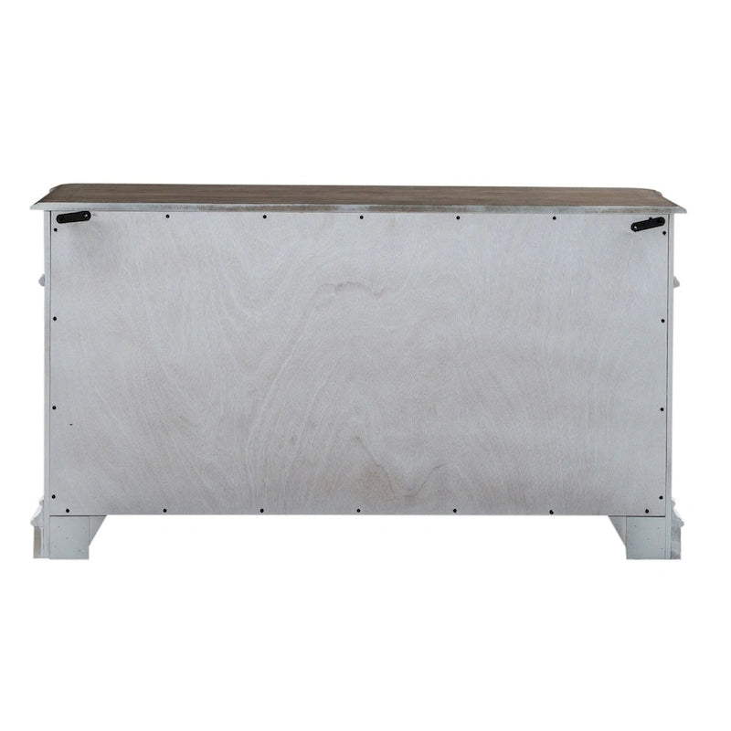 Antique White Weathered Bark Credenza