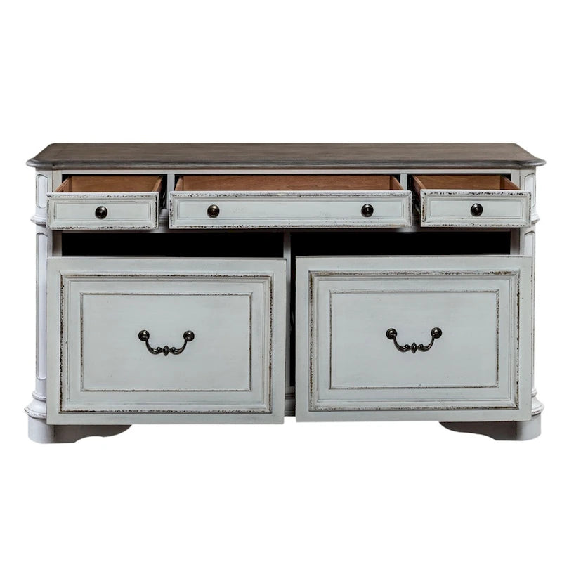 Antique White Weathered Bark Credenza