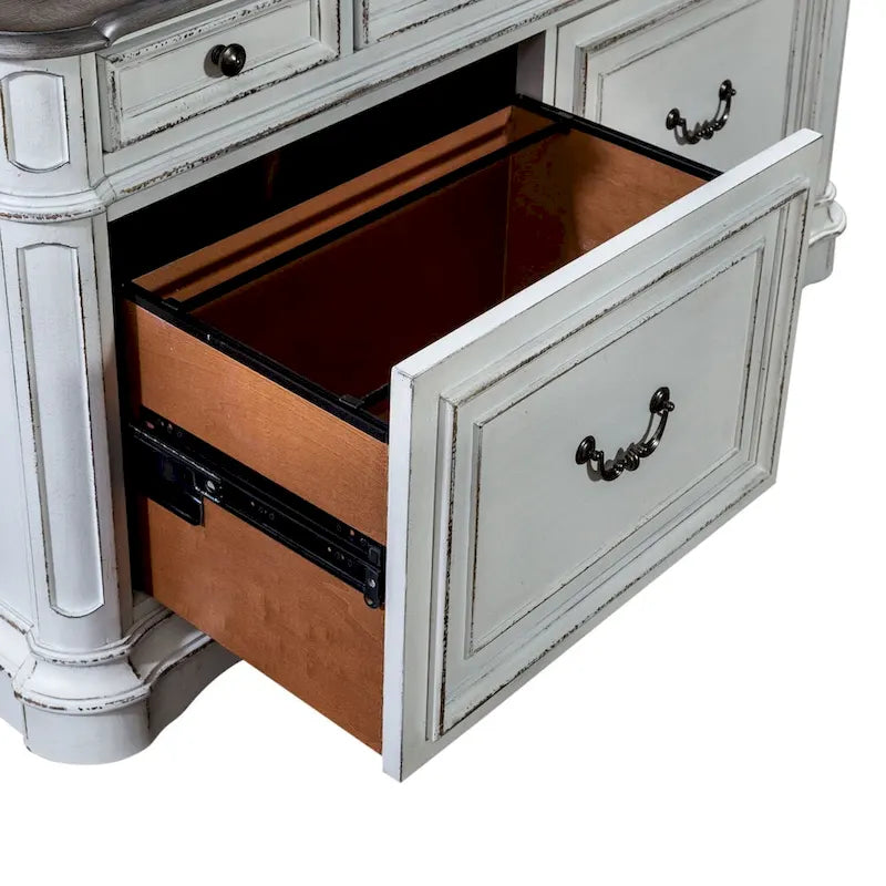 Antique White Weathered Bark Credenza