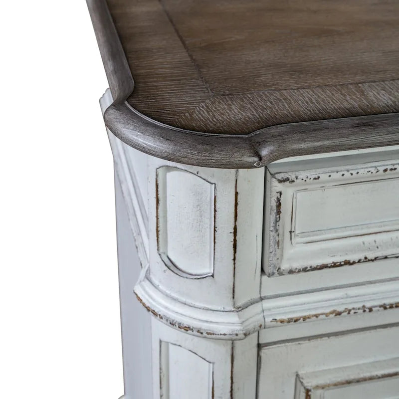 Antique White Weathered Bark Credenza