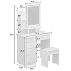 31.5  Wide Dresser Makeup Vanity With Stool and Touching Light Mirror - 31.5 W