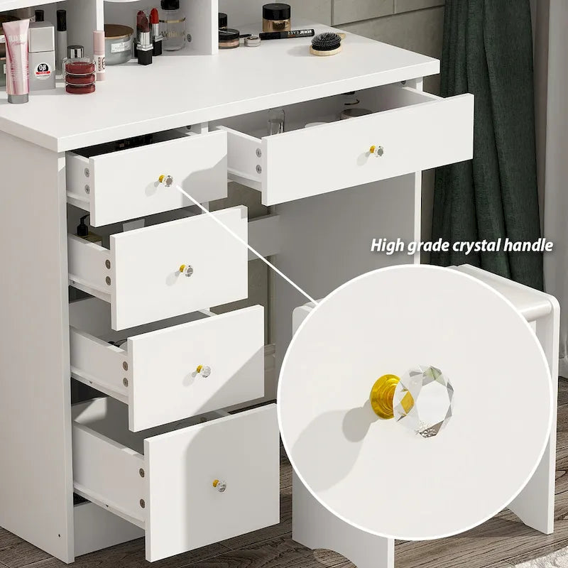 31.5  Wide Dresser Makeup Vanity With Stool and Touching Light Mirror - 31.5 W