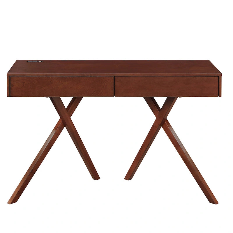 Foli Transitional 47-inch Wood 2-Drawer Desk with USBs and Power Outlets by Furniture of America