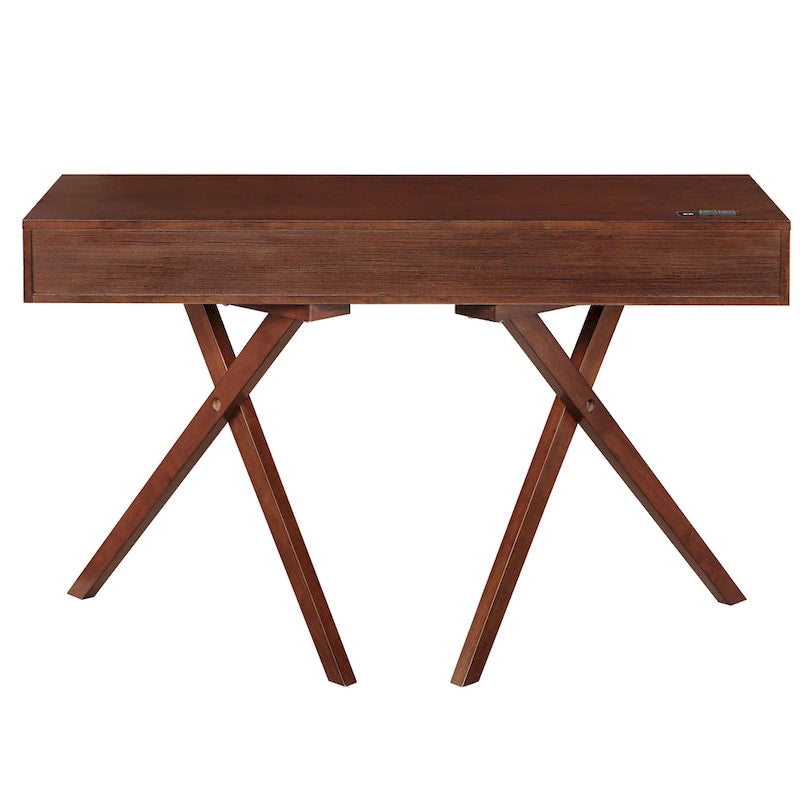 Foli Transitional 47-inch Wood 2-Drawer Desk with USBs and Power Outlets by Furniture of America