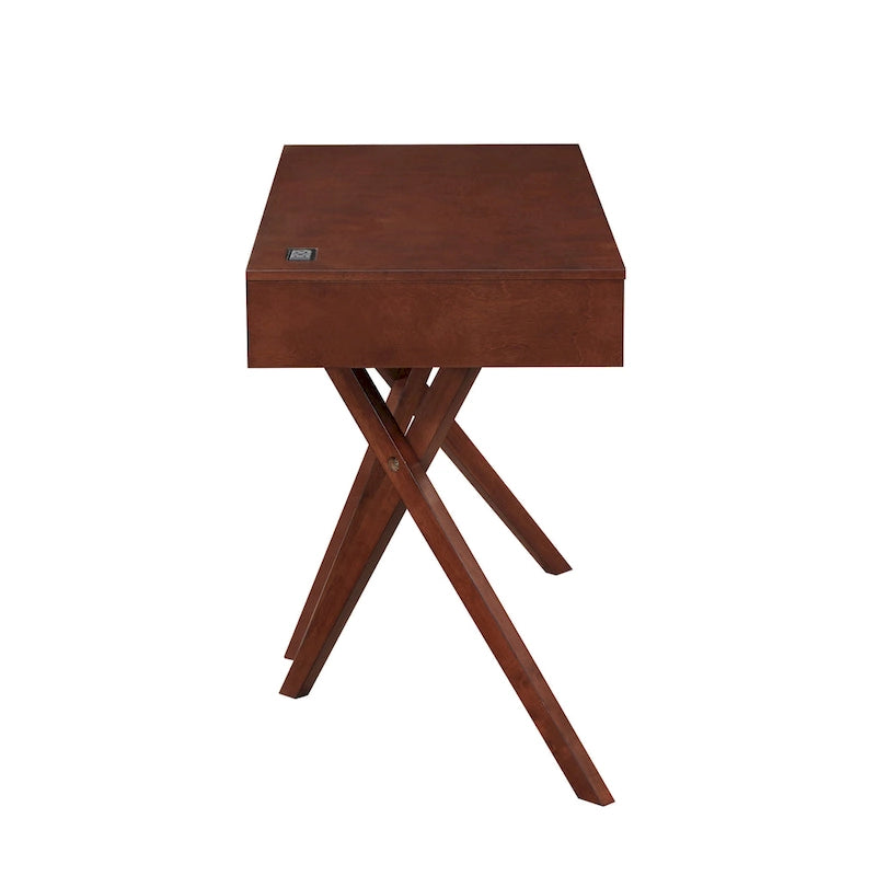Foli Transitional 47-inch Wood 2-Drawer Desk with USBs and Power Outlets by Furniture of America