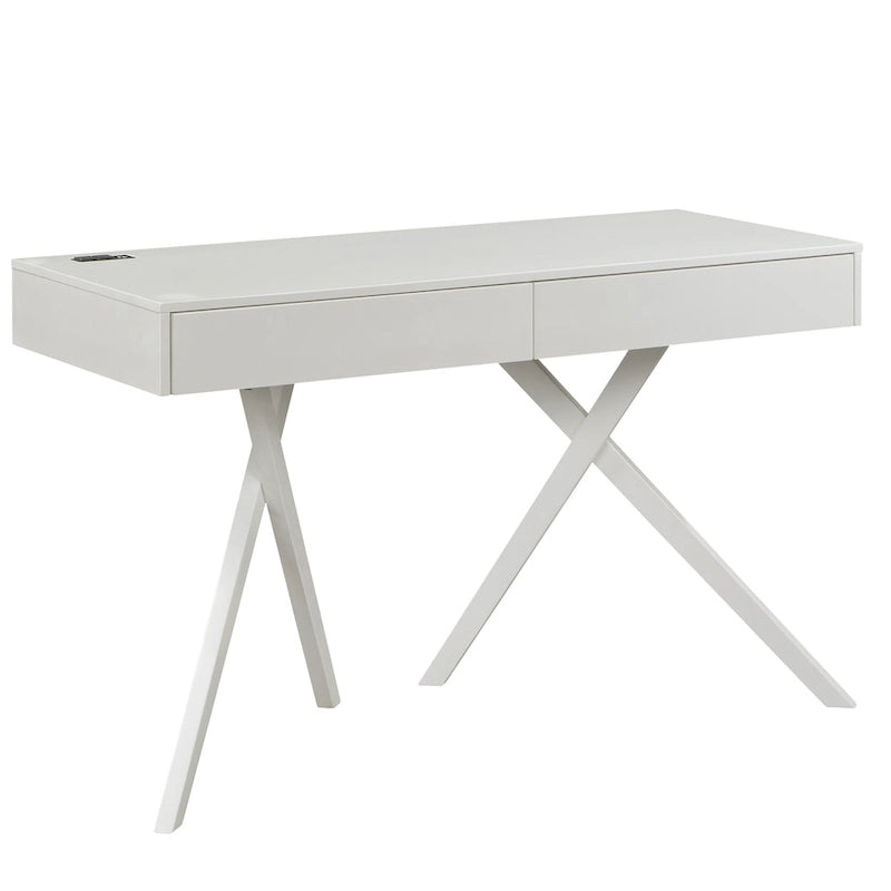Foli Transitional 47-inch Wood 2-Drawer Desk with USBs and Power Outlets by Furniture of America