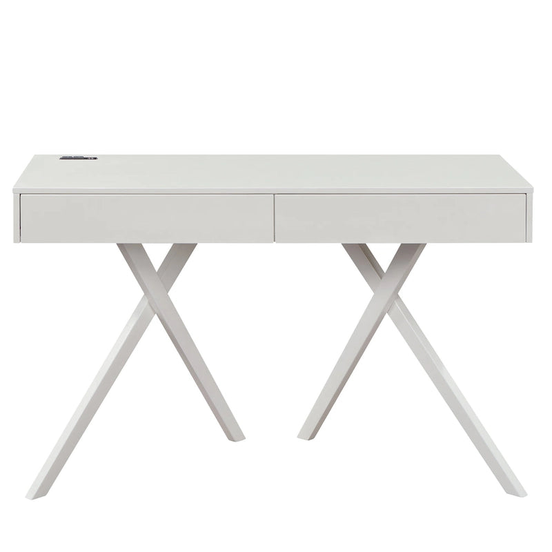 Foli Transitional 47-inch Wood 2-Drawer Desk with USBs and Power Outlets by Furniture of America