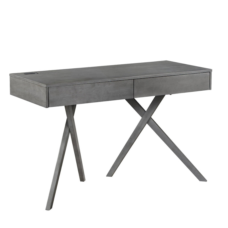 Foli Transitional 47-inch Wood 2-Drawer Desk with USBs and Power Outlets by Furniture of America