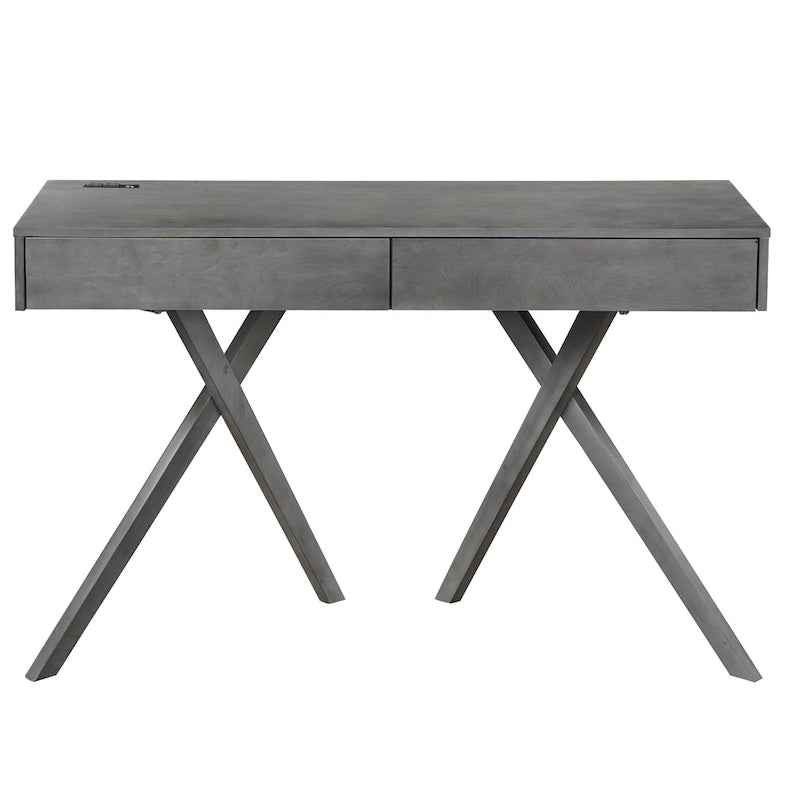 Foli Transitional 47-inch Wood 2-Drawer Desk with USBs and Power Outlets by Furniture of America