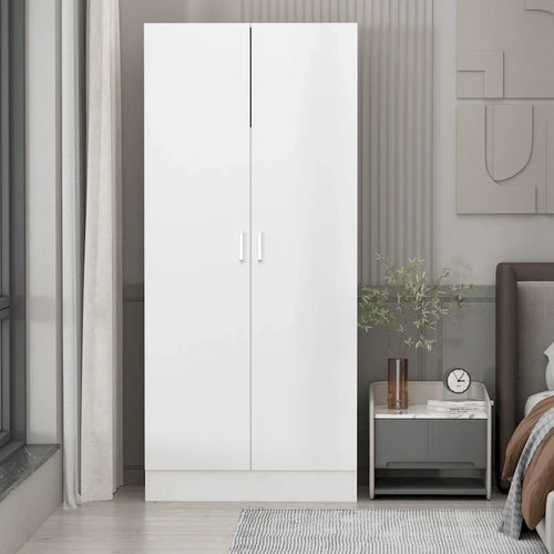 2-Door Wardrobe Armoires Freestanding Bedroom Armoire with Hanging Rod