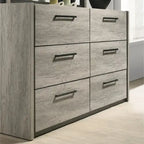 Roundhill Furniture Lenca LED Wallbed with Nightstands, Dresser, and Mirror - Weathered Gray