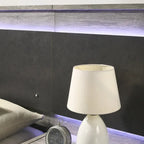 Roundhill Furniture Lenca LED Wallbed with Nightstands, Dresser, and Mirror - Weathered Gray