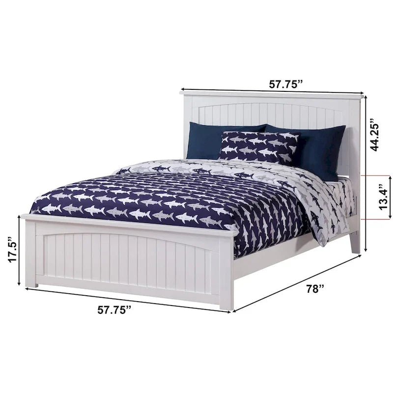 Nantucket Full Platform Bed with Matching Footboard in White