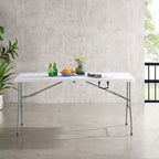 Folding Table Foldable Table Portable Collapsible Table Multipurpose Rectangular Resin Fold Up Table for Outdoor Camping