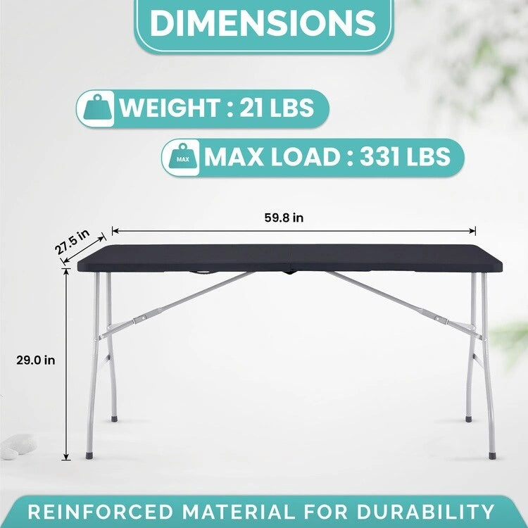 Folding Table Foldable Table Portable Collapsible Table Multipurpose Rectangular Resin Fold Up Table for Outdoor Camping