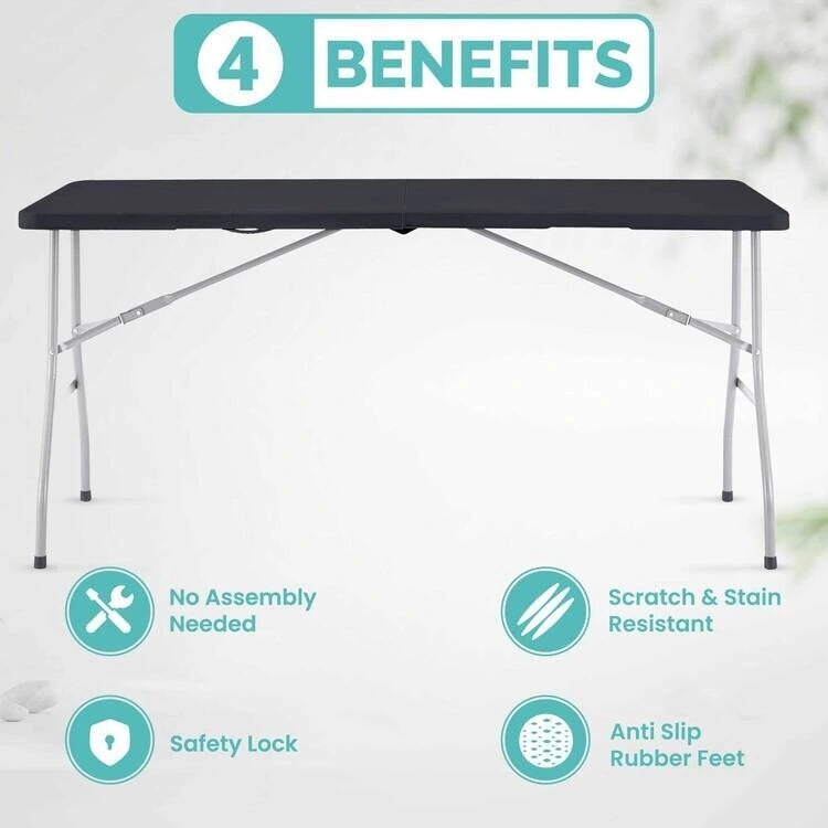 Folding Table Foldable Table Portable Collapsible Table Multipurpose Rectangular Resin Fold Up Table for Outdoor Camping