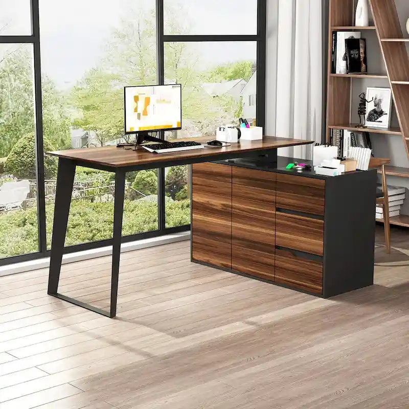 Timechee Home Office Computer Desk L-Shaped Corner Desk 54.3  Writing