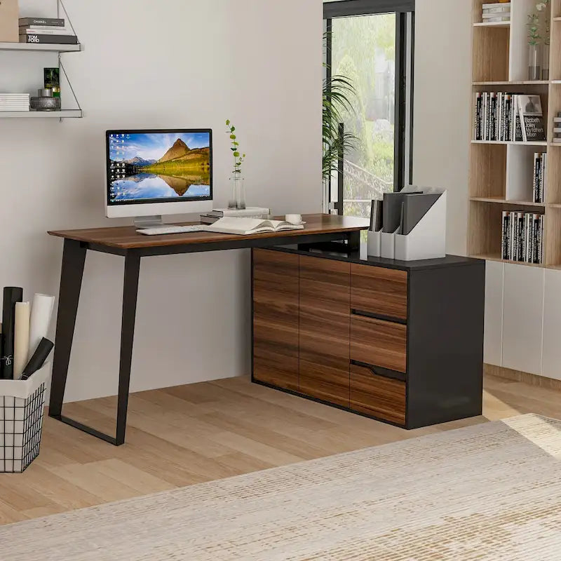 Timechee Home Office Computer Desk L-Shaped Corner Desk 54.3  Writing