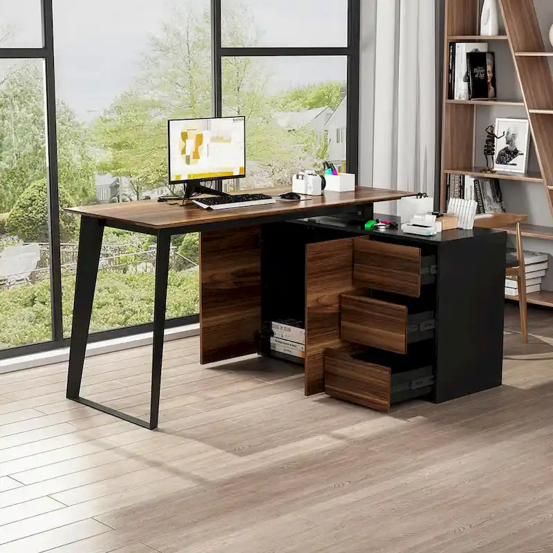 Timechee Home Office Computer Desk L-Shaped Corner Desk 54.3  Writing