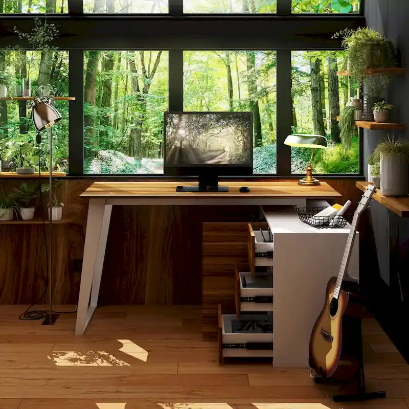 Timechee Home Office Computer Desk L-Shaped Corner Desk 54.3  Writing