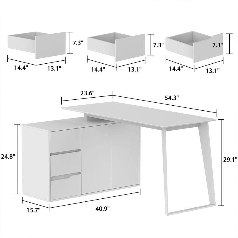 Timechee Home Office Computer Desk L-Shaped Corner Desk 54.3  Writing