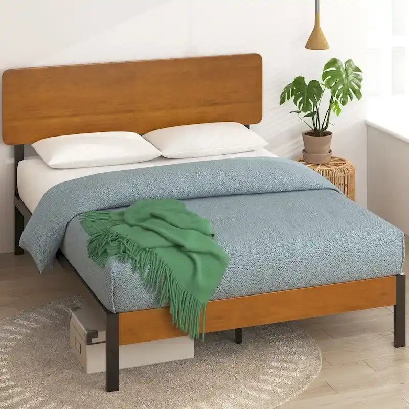 Priage by  Black Metal Platform Bed Frame