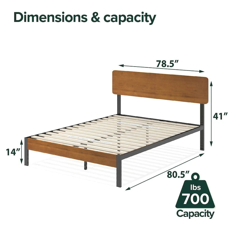 Priage by  Black Metal Platform Bed Frame
