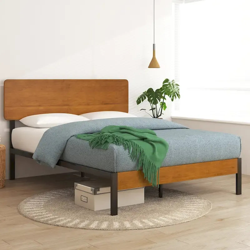 Priage by  Black Metal Platform Bed Frame