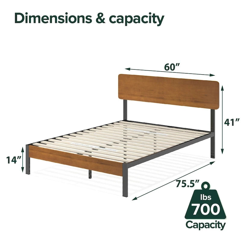 Priage by  Black Metal Platform Bed Frame