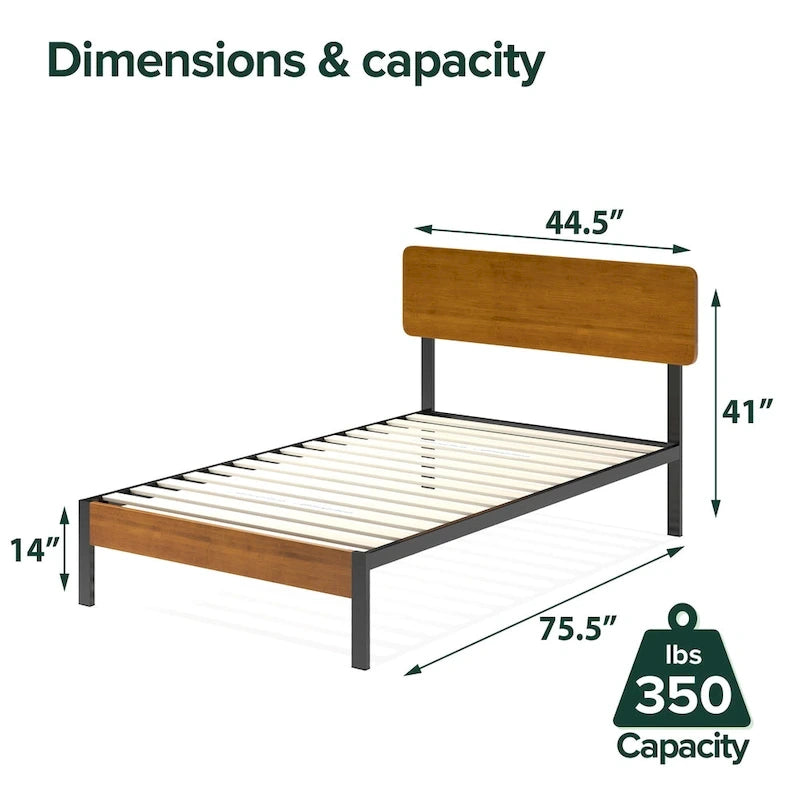 Priage by  Black Metal Platform Bed Frame
