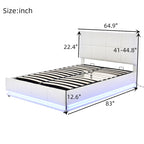 Tufted Upholstered Platform Bed with Hydraulic Storage System,Queen Size PU Storage Bed with LED Lights and USB charger