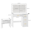 35.4  Mirror Makeup Vanity Table with Stool and Light Bulb - 35.4 L x 15.7 W x 53.5 H