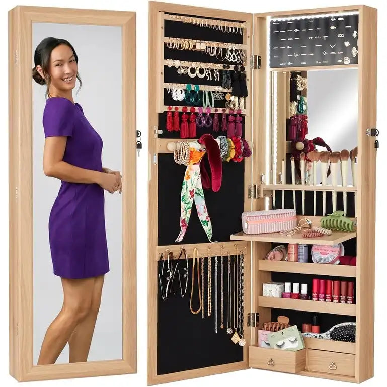 LED Mirror Jewelry Cabinet - 4.5 D x 14.5 W x 42.5 H