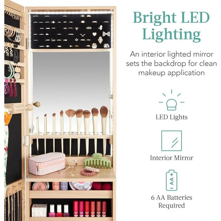 LED Mirror Jewelry Cabinet - 4.5 D x 14.5 W x 42.5 H