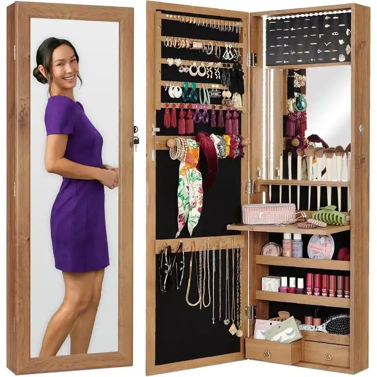 LED Mirror Jewelry Cabinet - 4.5 D x 14.5 W x 42.5 H